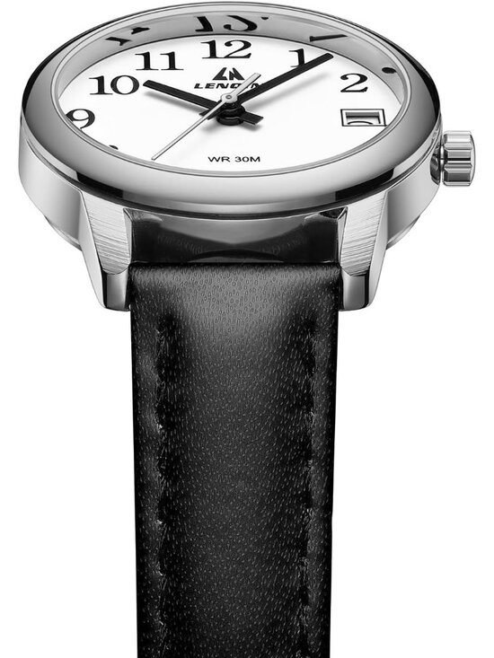 Women\'s Silver Black Leather Strap Analog Quartz Luminous Dial Waterproof Watch main image 6